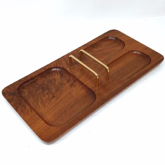 Vintage MCM Wood Dresser Valet Tray Made in USA Mission Crafted in California - Picture 1 of 8
